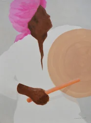ドラマー、ピンクのターバン