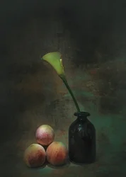 ムーディなカラリリーの静物画