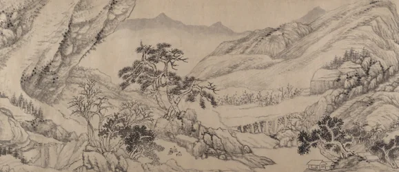 小川と山の中を旅する、1680年。