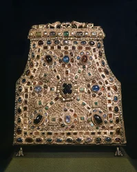 ロンバルディア美術。洗礼者聖ヨハネの歯の聖遺物箱（8-9世紀）。モンツァ大聖堂の宝物。