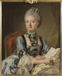 Louise Ulrique de Prusse, reine de Suede et Finlande - スウェーデンの女王、プロイセンのルイザ・ウルリカ（1720-1782）の肖像、若き日のパッシュ、ローレンツ（1733-1805）作。油彩・キャンバス