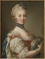 Sophie Madeleine de Danemark, reine de Suede - スウェーデン女王Sophia Magdalena of Denmark (1746-1813)の肖像、Pasch, Lorenz, the Younger (1733-1805)作。油彩・キャンバス