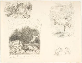 Skrubtoadsen, H.C. のイラストの 4 つのドラフト。 アンデルセンの新しい冒険と物語