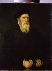 """Portrait of an old man"" (老人の肖像) Lorenzo Lotto (1480-1556) 作 1550年頃 Dim. 93x72 cm サンクトペテルブルク エルミタージュ美術館