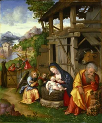""Nativite"" Peinture de Lorenzo Leonbruno (1480-1537) vers 1515 国立西洋美術館、東京