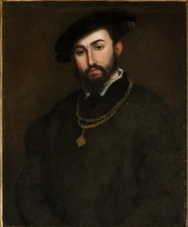 ジロラモ・デッリ・アッツォーニ・アヴォガロ（1467-1519）の肖像 par Lotto, Lorenzo (1480-1556).油彩・キャンバス、サイズ：67×52、16世紀前半、チーニ財団、ヴェネチア