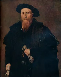 手袋をした紳士の肖像、1543年、1930年。