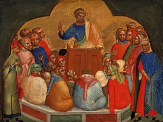 プレデラのパネル、1370 年頃に説教する使徒ペテロ。