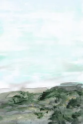 穏やかな緑の海岸風景