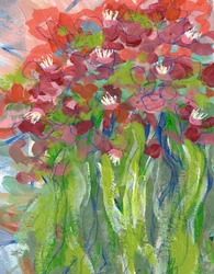 鮮やかな花をモチーフにした抽象画