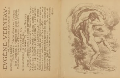 踊る裸体とウジェーヌ・ヴェルノーの『装飾版画』の広告［裏面］、1897年