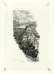 ルイ・フィリップ橋から見たアップル・マーケット（『Le Long de la Seine et des Boulevards』より7枚目