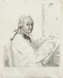 アーティストのヨハネス・ヤンソンの肖像画、ドローイング