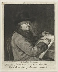 アーティストのヨハネス・ヤンソンの肖像画、ドローイング