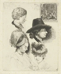 Louis Bernard Coclers と彼の家族の肖像画を含む学習シート