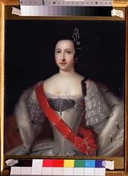 「「ロシアの摂政アンナ・レオポルドヴナ（1718-1746）、ツァーリ・イヴァン6世の母」の肖像」ルイ・カラヴァケ（1684-1754）作 1733年頃 国立V.トロピニン博物館、モスクワ