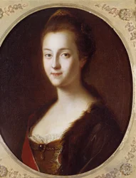 ロシア女帝エカチェリーナ2世（1729-1796）の肖像、18世紀、サンクトペテルブルク、ペテルゴフ宮殿