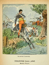 エマニュエル・デ・ラスカセス伯爵（1766-1842）の著書『聖ヘレネの記念』に掲載されたボンブル・ルイ（1862-1927）のイラスト。牧童ヨゼフ・アントニ・ポニャトウスキー（1763-1813）の肖像、個人蔵