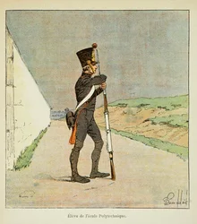 エマニュエル・ド・ラス・ケース伯爵（1766-1842）の著書『聖ヘレネの記念』に掲載されたボンブル・ルイ（1862-1927）のイラスト。ポリテクニック・スクールの学生、個人蔵