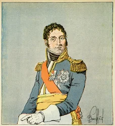 エマニュエル・ド・ラス・ケース伯爵（1766-1842）の著書『聖ヘレネの記念』に掲載されたボンブル・ルイ（1862-1927）のイラスト。リヴォリ公爵兼エスリング公爵であったアンドレ・マッセナ（1758-1817）の肖像、個人蔵