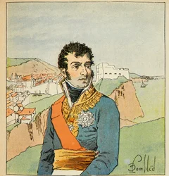 エマニュエル・ド・ラス・ケース伯爵（1766-1842）の著書「サン・ヘレネの記念碑」に掲載されたボンブルド・ルイ（1862-1927）のイラスト。牧童オーギュスト・フレデリック・ルイ（Auguste-Frederic-Louis）の肖像：Pr.Raguse公爵Viesse de Marmont（1774-1852）作