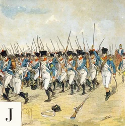 文字J：若き衛兵、"Je serai soldat"(私は兵士になります) - 軍事用アルファベット