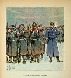 ルイ・ボンブルド（1862-1927）が挿絵を描いたグルネストことウジェーヌ・セルジェントの「ロワールの軍隊」（独仏戦争、1870年から1871年のキャンペーン）。1870年のプロシア軍の減衰、個人蔵
