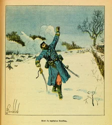 ルイ・ボンブルド（1862-1927）が描いたウジェーヌ・セルジャン（グレネスト）の東部軍（独仏戦争、1870年から1871年のキャンペーン）。1871年1月、ヘリクール、ウイヨン大尉の死、個人蔵