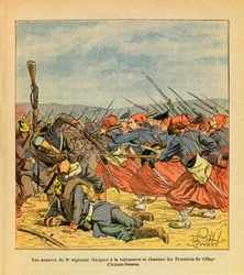 ルイ・ボンブルド（1862-1927）が描いたグルネストことユージン・セルジュの東部軍（独仏戦争、1870-1871年のキャンペーン）。第3連隊のズエーヴたちは、独仏戦争中、バイヨネットに突入し、オーソン＝デッス村からプロシア軍を追い出す。