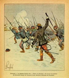ルイ・ボンブルド（1862-1927）が描いた、グルネストと呼ばれるユージン・セルジュの東部軍（独仏戦争、1870-1871年のキャンペーン）。1871年1月、ヘリクール、クレーメル将軍は中佐の動機を見て「ブラボー、ラ・ジロンド」と叫ぶ。