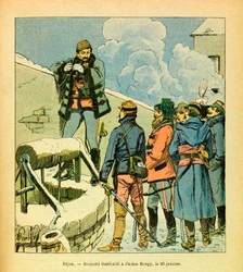 ルイ・ボンブルド（1862-1927）が描いた、グルネストと呼ばれるユージン・セルジュの東部軍（独仏戦争、1870-1871年のキャンペーン）。1月23日、バルギー工場でのDijon、Ricciotti Garibaldi