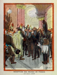 A.メルシエ作、ルイ・ボンブルド（1862-1927）画の「パリ・ホテルのグランド・ジャーニー」。8月18日