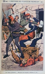 「シチリアのヴェスパー」（1282年3月30日〜4月4日）、ミケーレによるフランスの人気の歴史のイラスト、1900年頃（カラー彫刻）