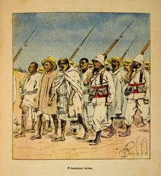 Henri Galli dit Galllichet (1854-1922)著、Louis Bombled (1862-1927)絵による「マダガスカルの戦争-1885-1895年のフランス遠征の逸話」：1895年のホヴァスの捕虜、個人蔵
