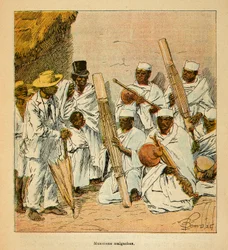 Henri Galli dit Galllichet (1854-1922)著、Louis Bombled (1862-1927)絵による「マダガスカルの戦争-1885-1895年のフランス遠征の逸話史」。19世紀のマダガスカルの音楽家たち、個人蔵