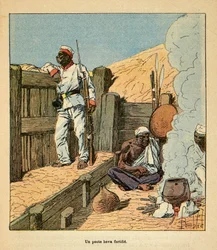 Henri Galli dit Galllichet (1854-1922)著、Louis Bombled (1862-1927)絵による「マダガスカルの戦争-1885-1895年のフランス遠征の逸話史」。ホヴァの要塞化されたポスト、個人蔵