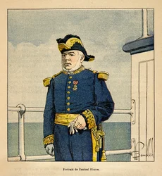 Henri Galli dit Galllichet (1854-1922)著、Louis Bombled (1862-1927)絵による「マダガスカルの戦争-1885-1895年のフランス遠征の逸話史」。ピエール提督（1827-1883）の肖像、個人蔵