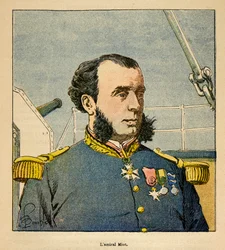 Henri Galli dit Galllichet (1854-1922)著、Louis Bombled (1862-1927)絵による「マダガスカルの戦争-1885-1895年のフランス遠征の逸話」。ポール・エミール・ミオー提督（1827-1900）の肖像、個人蔵