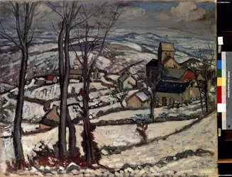 雪の下のモルヴァンの村。 ルイ・シャルロ（1878-1951）の絵画