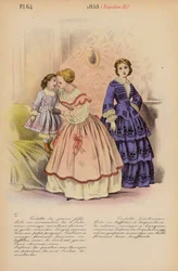 フランスのファッション：1853年、ナポレオン3世（カラーリトグラフ）