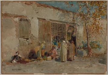 モロッコの情景、1871年頃（水彩、グワッシュ、グラファイト、織物紙に厚紙に貼付）