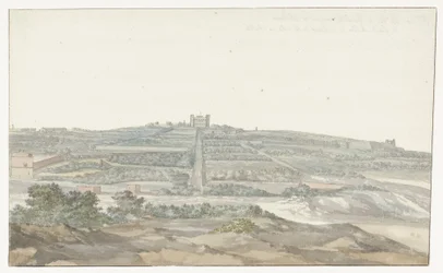 マルタのボシェットにあるグランド マスターのヴェダーラ宮殿の眺め Vue de Boschetto、maison de plaisance du Grand-Maître、à 2liesus de la ville de Malthe (オブジェクトのタイトル) イタリアの航海、シチリアとマルテの航海 - 1778年（シリーズタイトル）