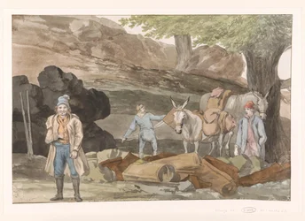 Oponthoud bij de Grotte delle Capre aan de grens bij Nemorosa en Fredda NemorosaとFreddaの2つの地域の境界にあるdelle Capre洞窟に立ち寄る（オブジェクトのタイトル） イタリア、シチリア、マルタの旅 - 1778 (シリーズタイトル)