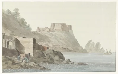 Scilla in de regio Calabrië aan de oostkust でのげっぷ カラブリアのロック＆シラーの町。 東側から撮影したビュー (オブジェクトのタイトル) イタリア、シチリア、マルタの旅 - 1778 (シリーズタイトル)