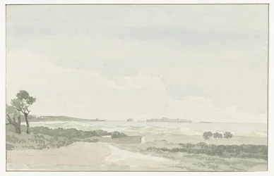 Vergezicht met de stad Gallipoli ガリポリの街の遠景 (オブジェクトのタイトル) イタリア、シチリア、マルタの旅 - 1778 (シリーズタイトル)