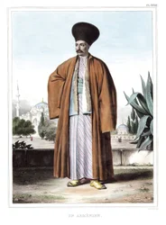 ダヴィッドの弟子であるルイ・デュプレ（1789-1837）が1825年に制作した「アテネとコンスタンティノープルへの旅」（ギリシャとオスマン帝国の肖像画、風景画、衣装を自然のままの場所に描いたコレクション）の中のアルメニア人の作品。