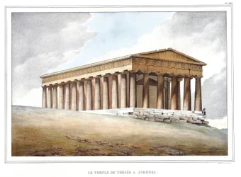ダヴィッドの弟子であるルイ・デュプレ（1789-1837）が1825年に制作した「アテネスとコンスタンティノープルへの旅」（自然の場所に描かれたギリシャとオスマン帝国の肖像画、眺望、衣装のコレクション）の中の「テゼの神殿」。