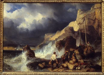 商品を運ぶ密輸業者ルイ・ガブリエル・ユージン・イサベイ（1803-1886）の絵画