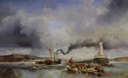海から見たブーローニュ港、1843年