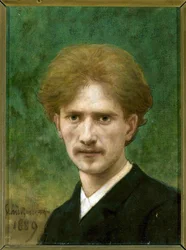 イグナシー・ヤン・パデレフスキー（1860-1941）の肖像 par Schuetzenberger (Schutzenberg), Louis Frederic (1825-1903).油彩・キャンバス